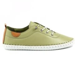 Lunar St Ives Womens Khaki Green Leather Shoe