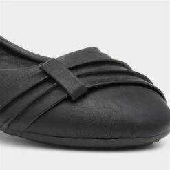 Lilley Gina Womens Black Front Pleated Ballerina -Deals Shoes Store 13061 2 L05.20230105000223