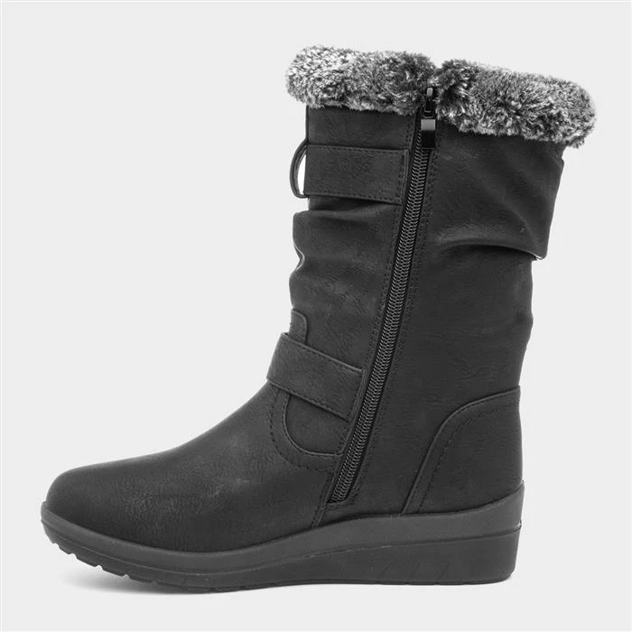 Softlites Jo Womens Faux Fur Boot In Black 4 Softlites Jo Womens Faux Fur Boot In Black - Image 2