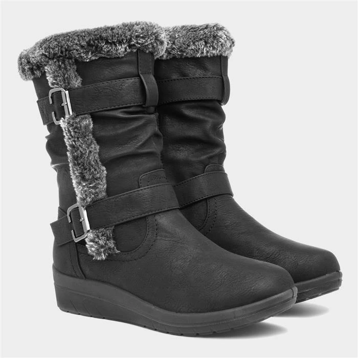 Softlites Jo Womens Faux Fur Boot In Black 7 Softlites Jo Womens Faux Fur Boot In Black - Image 5