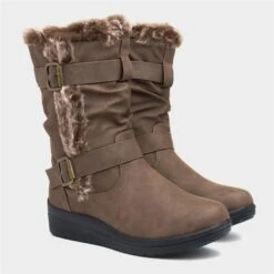 Softlites Jo Womens Brown Faux Fur Calf Boot -Deals Shoes Store 185011 2 L06.20230126000523