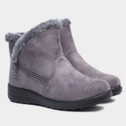 Cushion Walk Olivia Womens Grey Faux Fur Boot -Deals Shoes Store 189515 2 L06.20230808000225