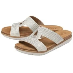 Lotus Nadya Womens Metallic Silver Mule Sandal