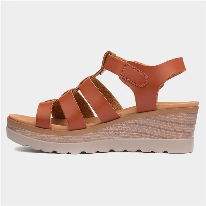 Lilley & Skinner Jakarta Womens Tan Wedged Sandal 4 Lilley & Skinner Jakarta Womens Tan Wedged Sandal - Image 2