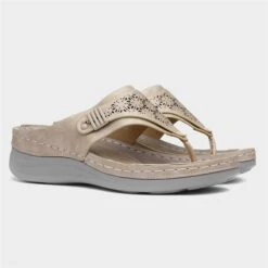 Comfy Steps Malta Womens Beige Toe Post Sandal -Deals Shoes Store 193045 2 L06.20230316000223