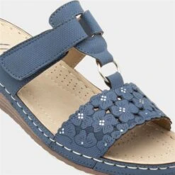 Lilley Womens Blue Wedge Easy Fasten Sandal -Deals Shoes Store 195003 2 L05.20220720000240