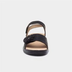 Softlites Womens Black Easy Fasten Comfort Sandal
