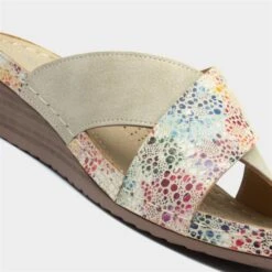 Lilley Womens Beige Cross Strap Mule Sandal -Deals Shoes Store 195063 2 L05.20230323000344