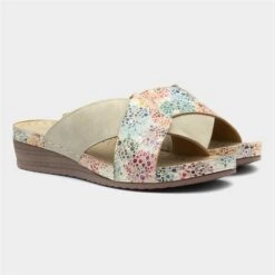 Lilley Womens Beige Cross Strap Mule Sandal -Deals Shoes Store 195063 2 L06.20230323000344