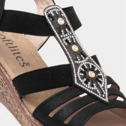 Softlites Womens Black Slip On Wedge Sandal -Deals Shoes Store 19576 2 L05.20230803000048