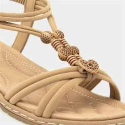 Lilley Womens Beige Flat Slip On Sandal -Deals Shoes Store 197004 2 L05.20220720000242