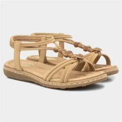 Lilley Womens Beige Flat Slip On Sandal -Deals Shoes Store 197004 2 L06.20220720000242