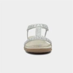 Lilley Womens Metallic Silver Jewelled Sandals