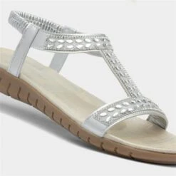 Lilley Womens Metallic Silver Jewelled Sandals -Deals Shoes Store 197016 2 L05.20230501000159