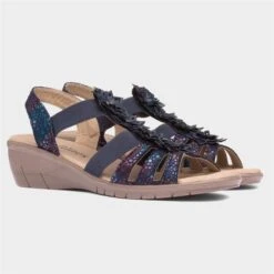 Softlites Womens Navy Floral Strappy Sandal -Deals Shoes Store 197017 2 L06.20230307000301