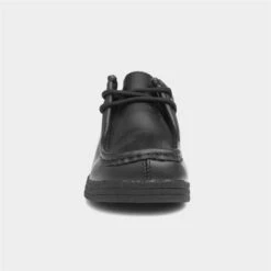 Zone Kids Black Coated Leather Lace Up Shoe