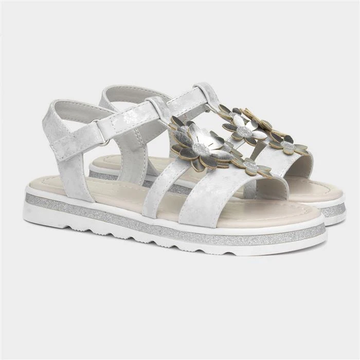 Walkright Girls Silver And Metallic Sandals 7 Walkright Girls Silver And Metallic Sandals - Image 5