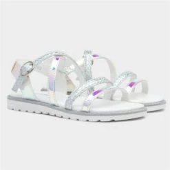 Walkright Girls Silver Iridescent Strappy Sandal -Deals Shoes Store 292092 2 L06.20230209000343
