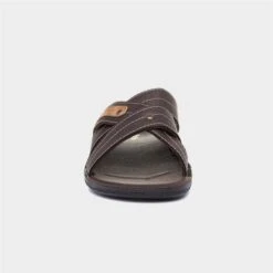Red Fish Mens Cross Over Dark Brown Mule Sandal