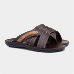 Red Fish Mens Cross Over Dark Brown Mule Sandal -Deals Shoes Store 59447 2 L06.20220727000202