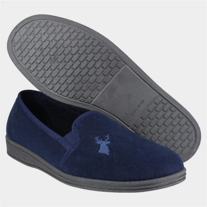 Mirak Mens Stag Slip On Slipper In Blue 4 Mirak Mens Stag Slip On Slipper In Blue - Image 2