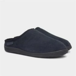 Hush Puppies Ashton Mens Navy Suede Mule Slipper -Deals Shoes Store 699198 2 L06.20230406000301
